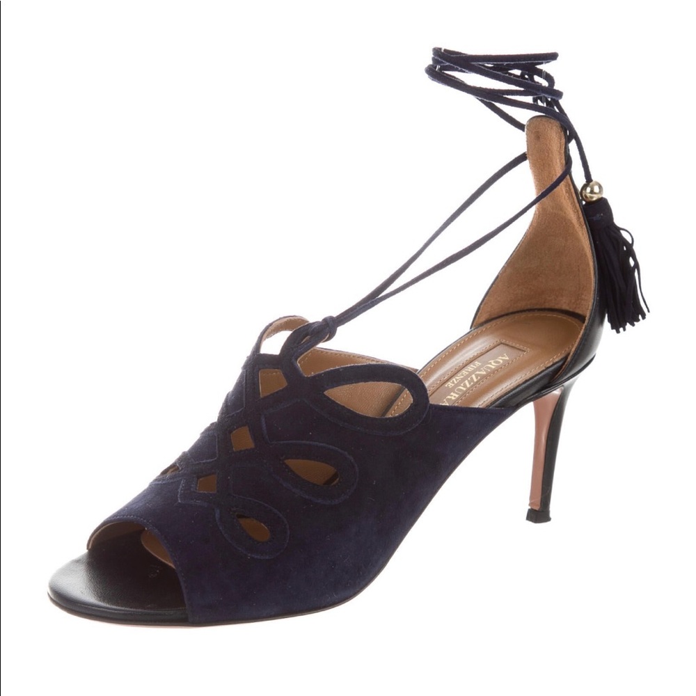 Aquazurra Suede Tassel Accent Sandals